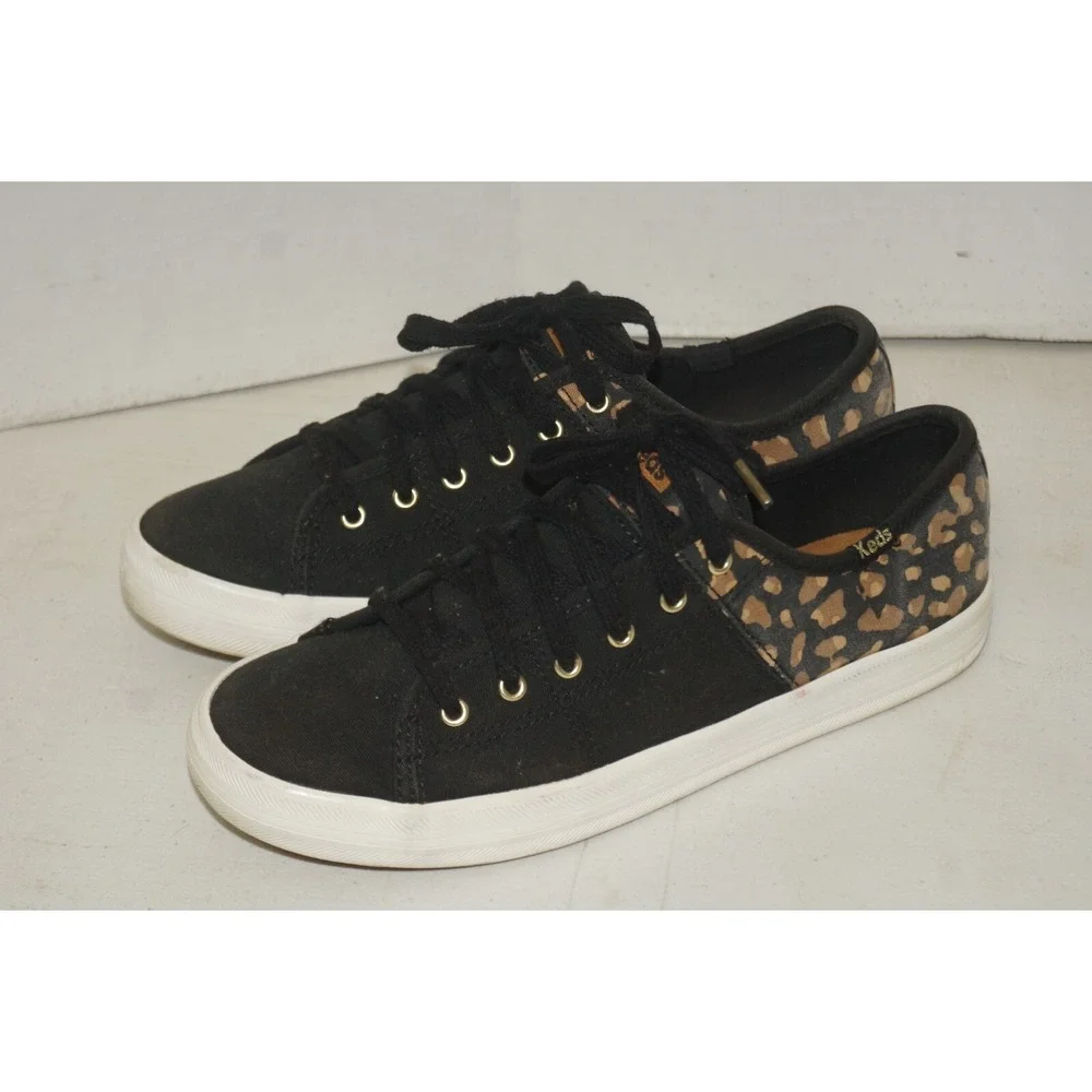 Keds Kickstart Women's Size 7.5 Shoes Black Leopard Print Low Top Sneaker
